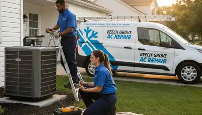 Professional AC repair technician serving residential cooling systems in Indianapolis, IN