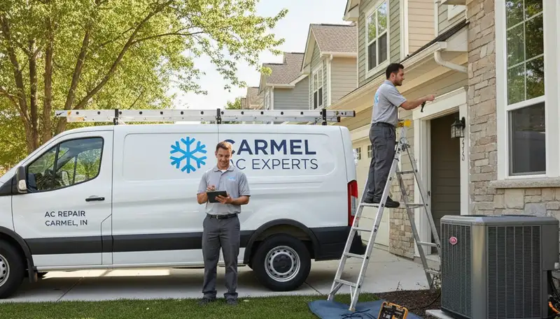 Professional AC repair technician servicing air conditioner in Indianapolis, IN