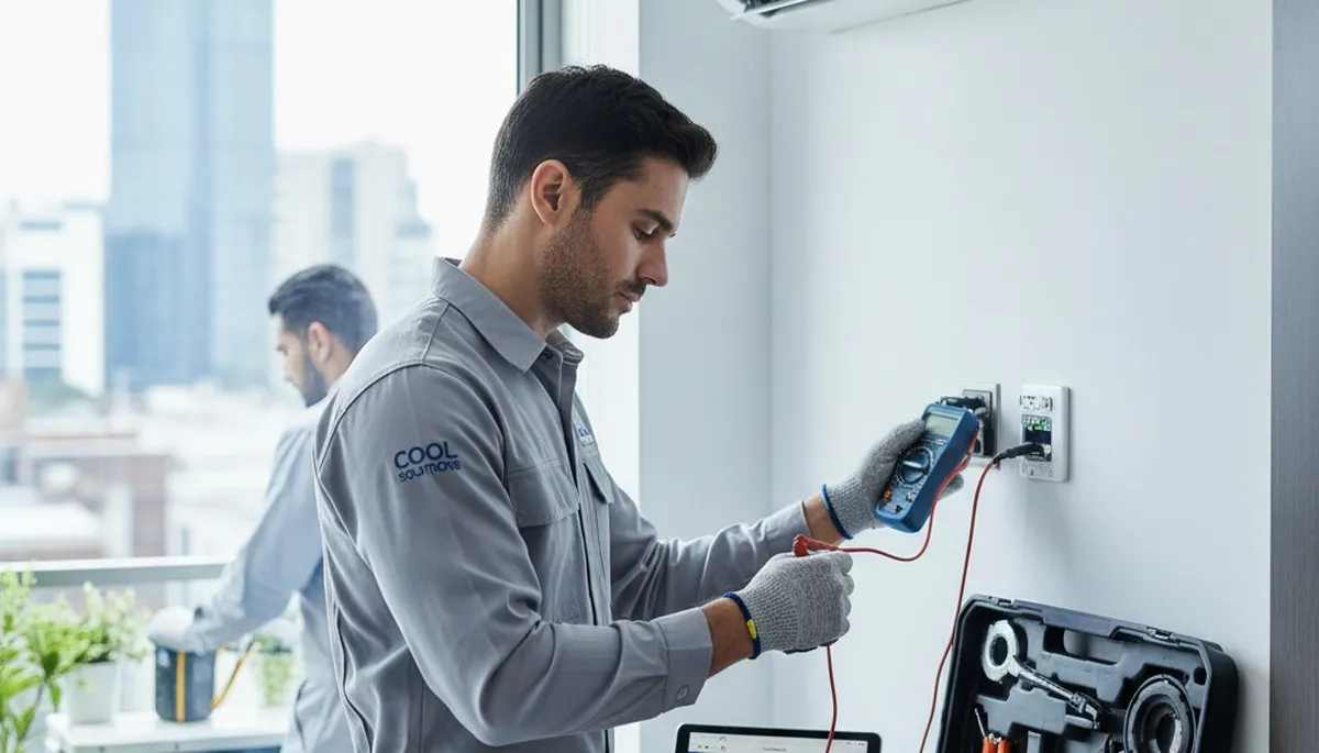 Technician performing expert AC repair at a home in Indianapolis, IN by Five Star Cooling