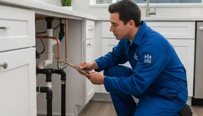 Indianapolis technician performing expert plumbing repair and installation service for local homeowners